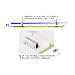 SUNFER S07 Raíl corto para anclaje a cubierta sándwich